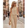 image:imageEkouaer Womens Two Piece Sets Summer Sleeveless Lounge Sets Matching Pants Airport Travel OutfitsKhaki