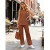image:imageEkouaer Womens Two Piece Sets Summer Sleeveless Lounge Sets Matching Pants Airport Travel OutfitsLeather Brown