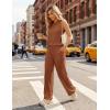 image:imageEkouaer Womens Two Piece Sets Summer Sleeveless Lounge Sets Matching Pants Airport Travel OutfitsLeather Brown