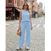image:imageEkouaer Womens Two Piece Sets Summer Sleeveless Lounge Sets Matching Pants Airport Travel OutfitsLight Blue