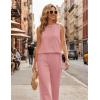 image:imageEkouaer Womens Two Piece Sets Summer Sleeveless Lounge Sets Matching Pants Airport Travel OutfitsMisty Rose