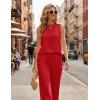 image:imageEkouaer Womens Two Piece Sets Summer Sleeveless Lounge Sets Matching Pants Airport Travel OutfitsRed