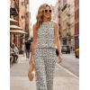 image:imageEkouaer Womens Two Piece Sets Summer Sleeveless Lounge Sets Matching Pants Airport Travel OutfitsWhite Leopard