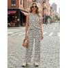 image:imageEkouaer Womens Two Piece Sets Summer Sleeveless Lounge Sets Matching Pants Airport Travel OutfitsWhite Leopard