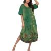 image:imageEkouaer Long Nightgown Womens V Neck Loungewear Oversized Sleepwear Loose Sleep Dress S4XLGreen Ethnic Style