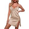 image:imageEkouaer Nightgown Satin Lingerie Sleeveless Sleep Dress Babydoll Nightie Slip ChemiseChampagne