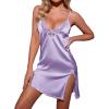 image:imageEkouaer Nightgown Satin Lingerie Sleeveless Sleep Dress Babydoll Nightie Slip ChemiseLilac