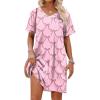 image:imageEkouaer Satin Nightgowns for Women Silk Sleep Shirt Silky Loose Sleepwear V Neck Nightshirt Short Sleeve PajamasPink Bow