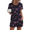 image:imageEkouaer Womens Pajama Sets Short Sleeve Pjs 2 Piece Top and Shorts Sleepwear Comfy Soft Lounge Sets with PocketsPink Butterfly