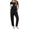 image:imageEkouaer womens pajama sets Short Sleeve Pjs Lounge Set 2 Piece Sleepwear with Long PantsBlack