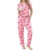image:imageEkouaer womens pajama sets Short Sleeve Pjs Lounge Set 2 Piece Sleepwear with Long PantsPink Bow