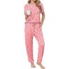 image:imageEkouaer womens pajama sets Short Sleeve Pjs Lounge Set 2 Piece Sleepwear with Long PantsPink Leopard