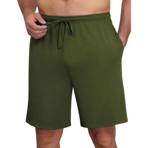 image:imageEkouaer Mens Pajama Shorts Bamboo Viscose Breathable Soft Sleep Short Elastic Waist 2026 Lounge PJ Short with PocketsArmy Green
