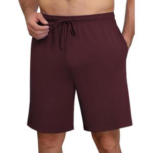 image:imageEkouaer Mens Pajama Shorts Bamboo Viscose Breathable Soft Sleep Short Elastic Waist 2026 Lounge PJ Short with PocketsDark Red