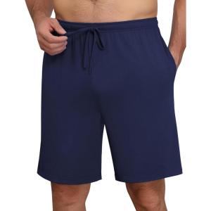 image:imageEkouaer Mens Pajama Shorts Bamboo Viscose Breathable Soft Sleep Short Elastic Waist 2026 Lounge PJ Short with PocketsNavy Blue