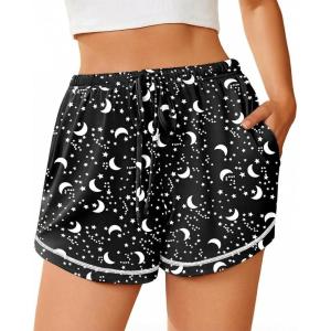 image:imageEkouaer Pajama Shorts for Women 2026 Soft Sleep Shorts Casual Lounge Bottoms Comfy Pj Bottoms with PocketsBlack Moon