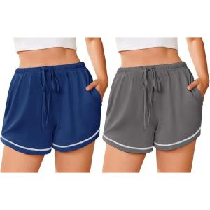 image:imageEkouaer Pajama Shorts for Women 2026 Soft Sleep Shorts Casual Lounge Bottoms Comfy Pj Bottoms with PocketsDark Grey and Navy