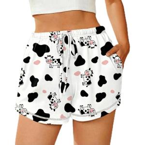 image:imageEkouaer Pajama Shorts for Women 2026 Soft Sleep Shorts Casual Lounge Bottoms Comfy Pj Bottoms with PocketsWhite Cow