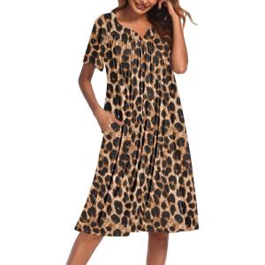 image:imageEkouaer Womens House Dress with PocketsLeopard Print
