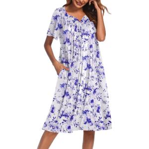 image:imageEkouaer Womens House Dress with PocketsPurple White Floral