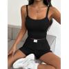 image:imageEkouaer Lounge Sets for Women 2 Piece Sleeveless Pajamas Sets Knit Casual Summer Cami Tank Tops and ShortsBlack