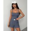 image:imageEkouaer Lounge Sets for Women 2 Piece Sleeveless Pajamas Sets Knit Casual Summer Cami Tank Tops and ShortsBlue Gray