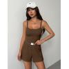 image:imageEkouaer Lounge Sets for Women 2 Piece Sleeveless Pajamas Sets Knit Casual Summer Cami Tank Tops and ShortsBrown