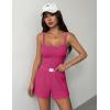image:imageEkouaer Lounge Sets for Women 2 Piece Sleeveless Pajamas Sets Knit Casual Summer Cami Tank Tops and ShortsHot Pink