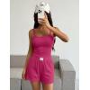 image:imageEkouaer Lounge Sets for Women 2 Piece Sleeveless Pajamas Sets Knit Casual Summer Cami Tank Tops and ShortsHot Pink
