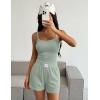 image:imageEkouaer Lounge Sets for Women 2 Piece Sleeveless Pajamas Sets Knit Casual Summer Cami Tank Tops and ShortsIce Green