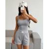 image:imageEkouaer Lounge Sets for Women 2 Piece Sleeveless Pajamas Sets Knit Casual Summer Cami Tank Tops and ShortsLight Gray
