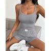 image:imageEkouaer Lounge Sets for Women 2 Piece Sleeveless Pajamas Sets Knit Casual Summer Cami Tank Tops and ShortsLight Gray