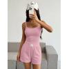 image:imageEkouaer Lounge Sets for Women 2 Piece Sleeveless Pajamas Sets Knit Casual Summer Cami Tank Tops and ShortsPink