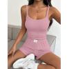 image:imageEkouaer Lounge Sets for Women 2 Piece Sleeveless Pajamas Sets Knit Casual Summer Cami Tank Tops and ShortsPink