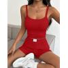image:imageEkouaer Lounge Sets for Women 2 Piece Sleeveless Pajamas Sets Knit Casual Summer Cami Tank Tops and ShortsRed