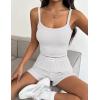 image:imageEkouaer Lounge Sets for Women 2 Piece Sleeveless Pajamas Sets Knit Casual Summer Cami Tank Tops and ShortsWhite