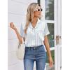 image:imageEkouaer Womens Silk Satin Pajama Sets 2 Piece Button Down Silk Pjs Shorts Sets Cute Print Short Sleeve Sleepwear S4XLBlue Flower Bow Stripe