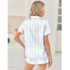 image:imageEkouaer Womens Silk Satin Pajama Sets 2 Piece Button Down Silk Pjs Shorts Sets Cute Print Short Sleeve Sleepwear S4XLBlue Flower Bow Stripe