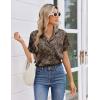 image:imageEkouaer Womens Silk Satin Pajama Sets 2 Piece Button Down Silk Pjs Shorts Sets Cute Print Short Sleeve Sleepwear S4XLBrown Leaf Print