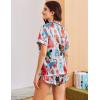 image:imageEkouaer Womens Silk Satin Pajama Sets 2 Piece Button Down Silk Pjs Shorts Sets Cute Print Short Sleeve Sleepwear S4XLCat Print