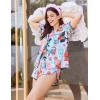 image:imageEkouaer Womens Silk Satin Pajama Sets 2 Piece Button Down Silk Pjs Shorts Sets Cute Print Short Sleeve Sleepwear S4XLCat Print