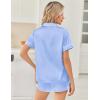 image:imageEkouaer Womens Silk Satin Pajama Sets 2 Piece Button Down Silk Pjs Shorts Sets Cute Print Short Sleeve Sleepwear S4XLLight Blue