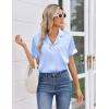 image:imageEkouaer Womens Silk Satin Pajama Sets 2 Piece Button Down Silk Pjs Shorts Sets Cute Print Short Sleeve Sleepwear S4XLLight Blue