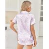 image:imageEkouaer Womens Silk Satin Pajama Sets 2 Piece Button Down Silk Pjs Shorts Sets Cute Print Short Sleeve Sleepwear S4XLLilac Flower Leave