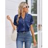 image:imageEkouaer Womens Silk Satin Pajama Sets 2 Piece Button Down Silk Pjs Shorts Sets Cute Print Short Sleeve Sleepwear S4XLNavy Blue