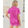 image:imageEkouaer Womens Silk Satin Pajama Sets 2 Piece Button Down Silk Pjs Shorts Sets Cute Print Short Sleeve Sleepwear S4XLRose Red