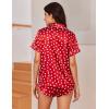 image:imageEkouaer Womens Silk Satin Pajama Sets 2 Piece Button Down Silk Pjs Shorts Sets Cute Print Short Sleeve Sleepwear S4XLWhite Heart Print