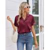 image:imageEkouaer Womens Silk Satin Pajama Sets 2 Piece Button Down Silk Pjs Shorts Sets Cute Print Short Sleeve Sleepwear S4XLWine Red