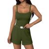 image:imageEkouaer Lounge Sets for Women 2 Piece Sleeveless Pajamas Sets Knit Casual Summer Cami Tank Tops and ShortsArmy Green