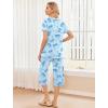 image:imageEkouaer 2 Pack Womens Pajamas Set Short Sleeve Sleepwear Capri Pants Pjs Soft Loungewear with PocketsBlue BowNavy Bloom